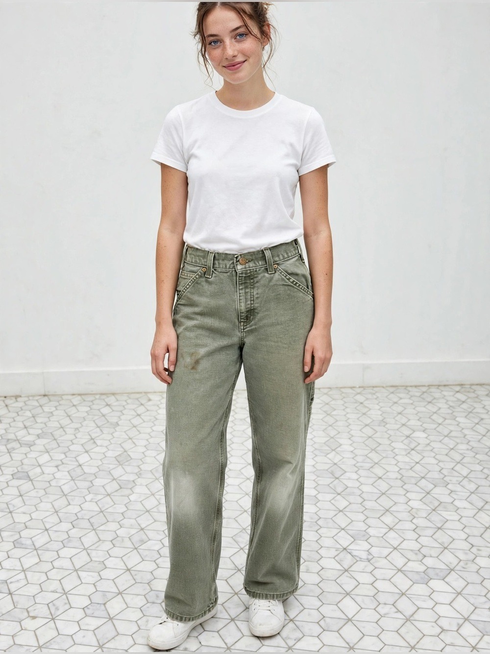 Carhartt Vintage Washed Duck Utility Dungarees in Rare Discontinued Moss Green